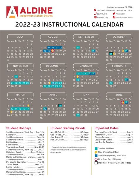 Aldine Isd Calendar 2022 23